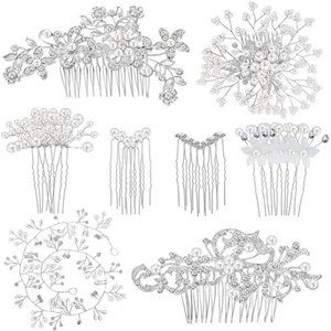 44 Pieces Wedding Hair Comb Faux Pearl Crystal Bride Hair Accessories Hair Side